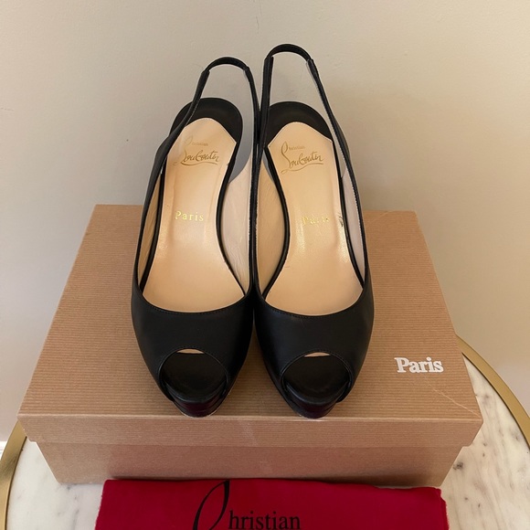 Christian Louboutins black platform sling backs, size 7.5 - Picture 5 of 6